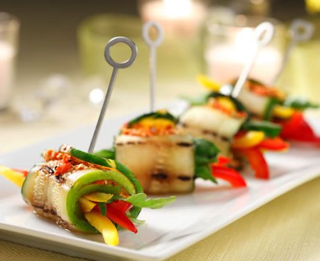 Zucchini Roll-Ups with Roasted Red Pepper and Feta Cheese
